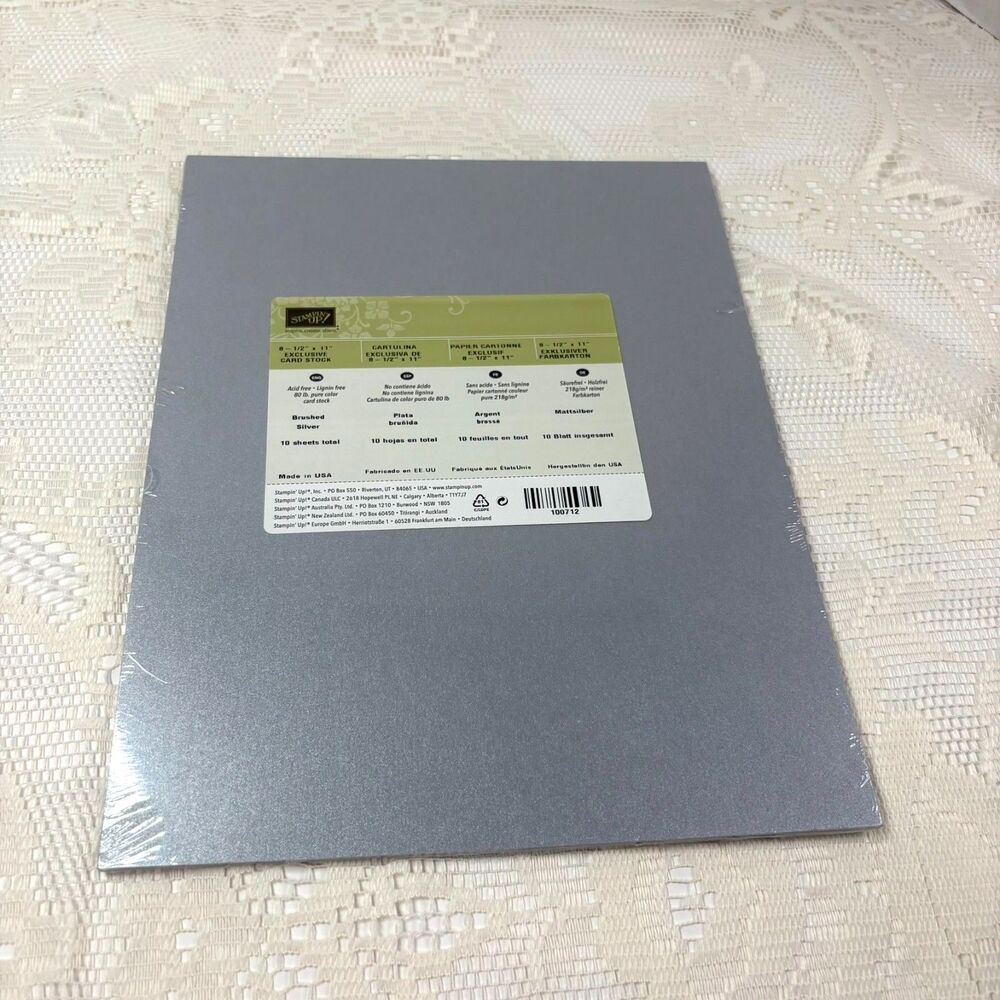Stampin Up BRUSHED SILVER Cardstock 8.5X11-RETIRED metallic 10 Sheets SEALED&New